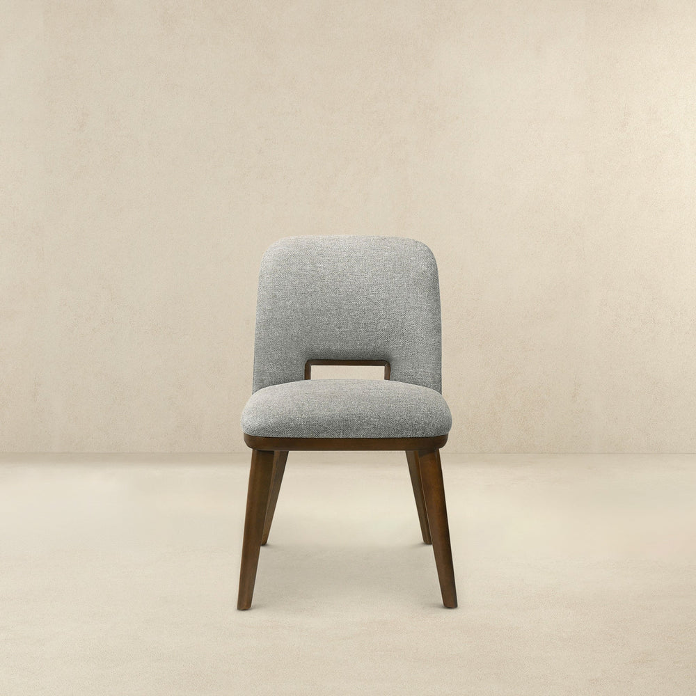 English Elm Ashcroft Furniture - Blake Mid-Century Modern Light Grey Fabric Dining Chairs Set of 2 with Walnut Wood Legs, Plush Upholstery and Durable Frame for Dining, Study, Living Spaces B183P232020