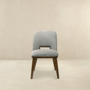 English Elm Ashcroft Furniture - Blake Mid-Century Modern Light Grey Fabric Dining Chairs Set of 2 with Walnut Wood Legs, Plush Upholstery and Durable Frame for Dining, Study, Living Spaces B183P232020