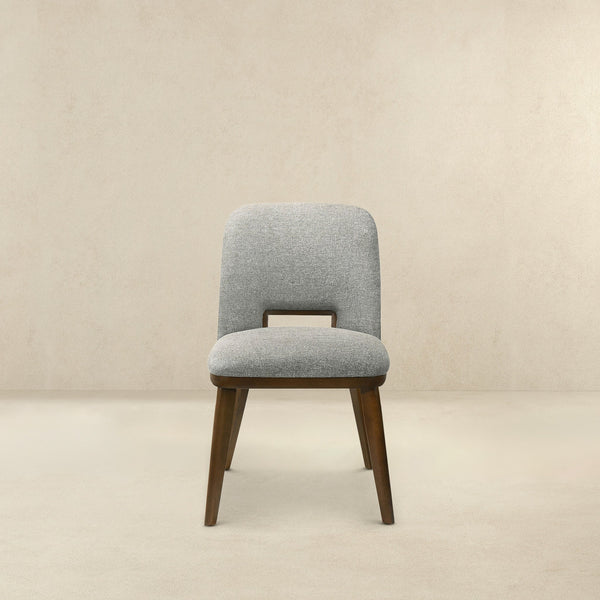 English Elm Ashcroft Furniture - Blake Mid-Century Modern Light Grey Fabric Dining Chairs Set of 2 with Walnut Wood Legs, Plush Upholstery and Durable Frame for Dining, Study, Living Spaces B183P232020