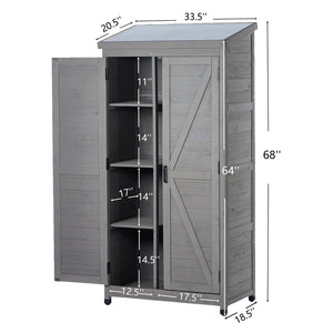English Elm Outdoor Cedar Wood Vertical Storage Shed with Metal Roof for Garden Tools W2640P262538