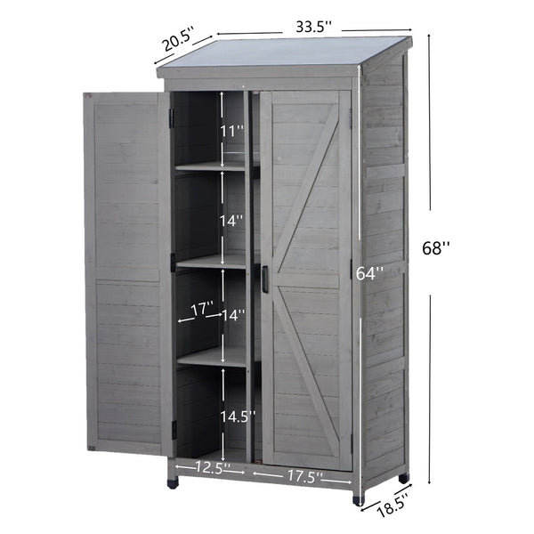 English Elm Outdoor Cedar Wood Vertical Storage Shed with Metal Roof for Garden Tools W2640P262538
