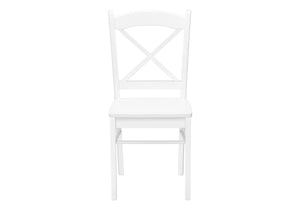 English Elm Dining Chair Set of 2 White Solid Wood Side Chairs with Cross-Back, Scooped Seat, Sturdy 250lb Capacity B2710P218873