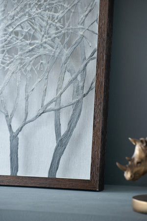 English Elm 39.4x1.2x19.7" Giotto Forest Shadow Box Wall Decor — Warm Brown Frame, Gray Ombre Tree Accent for Den W2078P313335