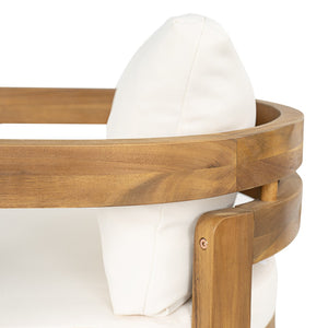 English Elm Patio Acacia Wood Armchair Set Cushioned Resort Style Outdoor Dining Seating Pair N772P378685T