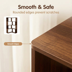 English Elm 6 Tier Corner Bookcase Tall L Shaped Walnut Mdf Open Shelving Unit for Home Office W3204P442028