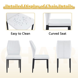 English Elm Table Set Oval Tempered Glass 71 Inch Top with Eight Faux Suede Chairs Modern Dining Black,Transparent,White W1151S04758