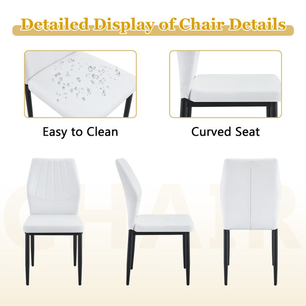 English Elm Table Set Oval Tempered Glass 71 Inch Top with Eight Faux Suede Chairs Modern Dining Black,Transparent,White W1151S04758
