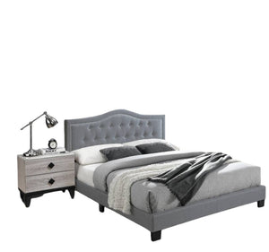 English Elm European Tufted Velvet Full Bed Tall Headboard Platform Frame for Bedroom B011P415158