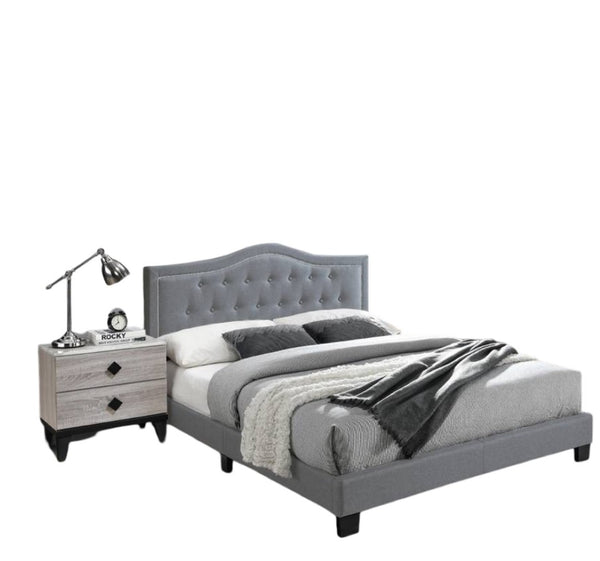 English Elm European Tufted Velvet Full Bed Tall Headboard Platform Frame for Bedroom B011P415158