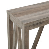 English Elm Walker Edison - Farmhouse A-Frame Entry Table With Lower Shelf - Grey Wash