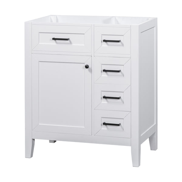 English Elm 30" Modern Bathroom Vanity Cabinet Base with 3 Drawers, Solid Frame MDF, Undermount Ready, 200lb Capacity White WF321000AAK