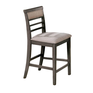 English Elm 7pc Counter Height Dining Set Weathered Gray & Beige Two-Tone 60" Table Padded Slat-Back Chairs B2741P384397