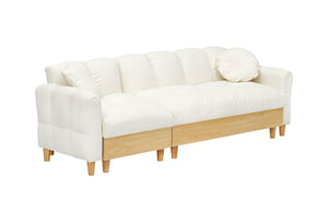 English Elm 86.61 Modern Teddy Fabric Sofa Bed with Storage, Solid Wood Frame, Gold Legs, 500lb Capacity Beige W1278S00070