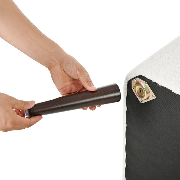 English Elm Modern Teddy Fabric Accent Chair - Plush Chenille Upholstered Armchair with Pillow, Wood Legs, Ergonomic Comfort for Living Room, Bedroom (White) W1028P236496