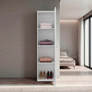 English Elm Deftones Tall Narrow Wenge Cabinet Four Shelves Slim Floor to Ceiling Bedroom Storage B128P485416