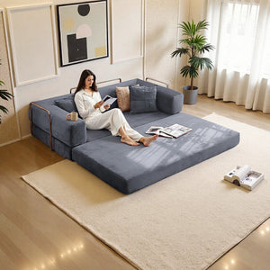 English Elm 2-In-1 Convertible Modular Sofa Bed - Space-Saving Memory Foam Lounge For Small Living Spaces - Gray W3653P355617