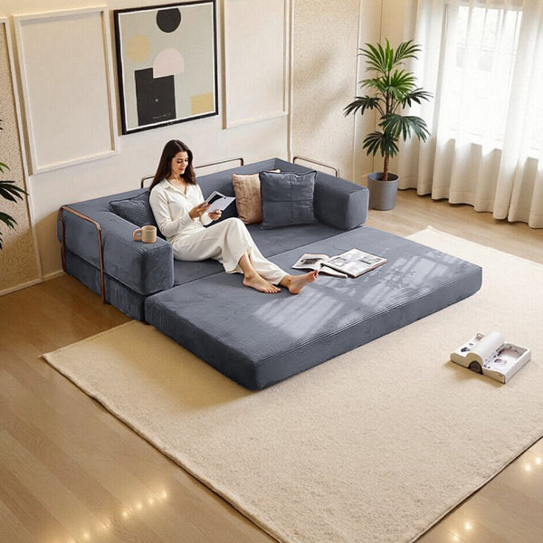 English Elm 2-In-1 Convertible Modular Sofa Bed - Space-Saving Memory Foam Lounge For Small Living Spaces - Gray W3653P355617