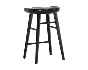 Sunpan Dominic Counter Stool - Solid Oak Craftsmanship with Sculpted Seat for Elegant Modern Spaces Black