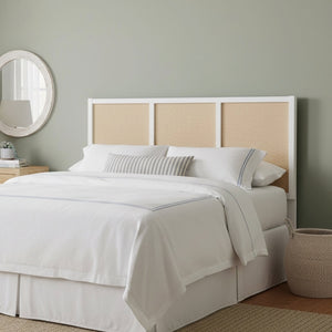 English Elm Barkley King Headboard - Coastal White Cane & Solid Wood Design With Adjustable Height For Versatility B050P393054