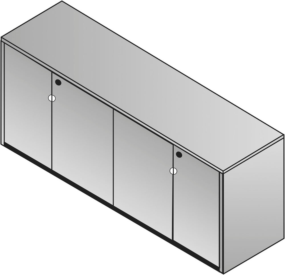 OSP Home Furnishings Kenwood Modern 4 Door Credenza with Concealed Storage for Office or Home Workspace KEN-50-MAH