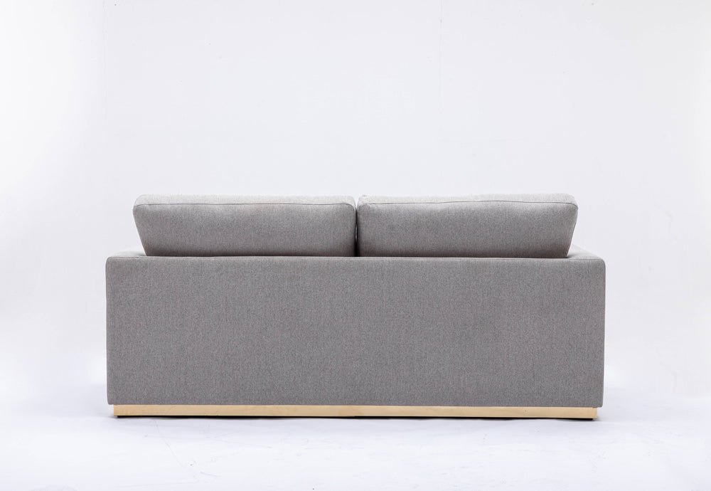 English Elm Valin Gray Linen Sofa with Pocket Coil Seats, Wooden Frame & Metal Base — Modern Compact Comfort B2726P245414