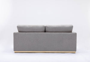 English Elm Valin Gray Linen Sofa with Pocket Coil Seats, Wooden Frame & Metal Base — Modern Compact Comfort B2726P245414