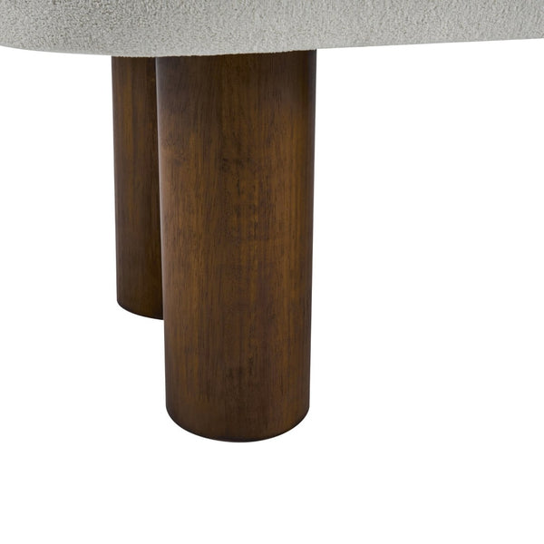 English Elm Indoor Boucle Upholstered Bench with Walnut Legs Textured Khaki Dining Seating Beige,Walnut N779P390675B