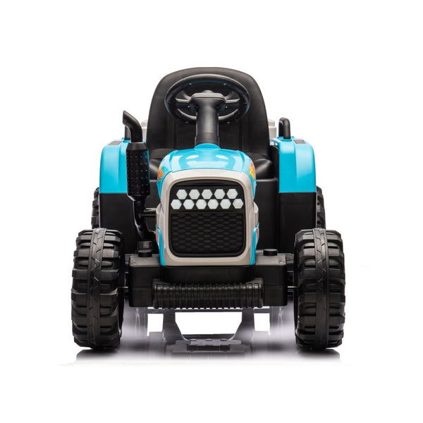 English Elm Ride on Electric Tractor Toy with Trailer 24v 400w Dual Motors Remote Control Led Blue W1578P193906