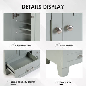 English Elm 30" Vanity with Ceramic Sink and Solid Wood Frame, Soft-Close Drawers, Compact Coastal Style, Durable Construction Blue+Grey W2896P344074