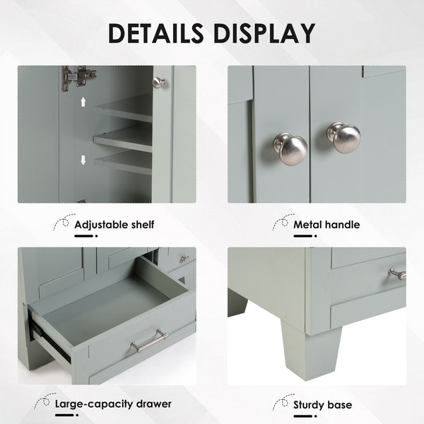 English Elm 30" Vanity with Ceramic Sink and Solid Wood Frame, Soft-Close Drawers, Compact Coastal Style, Durable Construction Blue+Grey W2896P344074