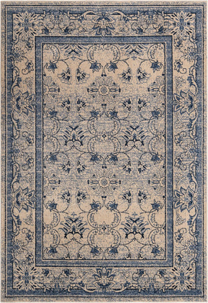 Unique Loom La Jolla Botanica Machine Made Floral Rug Ivory Blue, Beige/Blue/Light Blue/Ivory 7' 1" x 10' 0"
