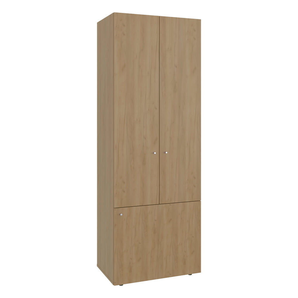 English Elm Soham Closet System Duo Macadamia Beige – 3-Door Engineered Wood Wardrobe with 5 Adjustable Shelves, Durable Stylish Storage B092P360639