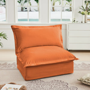 English Elm Koala Armless Chenille Sofa Deep Seat High Back Wrap Pillow Living Room Couch W3041P281160