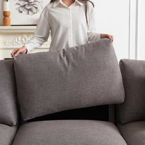 English Elm MH102.2 Modular 102.2" L-Shaped Sectional Sofa with Ottoman, 3 Cushions & Pillows, Upholstered Comfort Grey W1193S00138