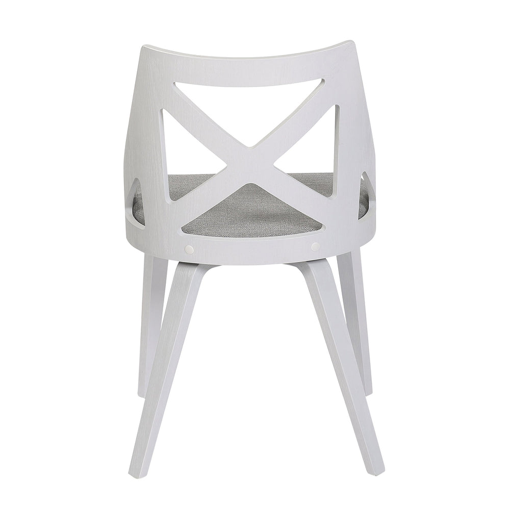 English Elm Charlotte Farmhouse Chair with White Textured Wood and Cushioned Fabric Seat, X-Back Dining Pair, Elegant Rustic Design for Indoor Spaces Grey B202P223449
