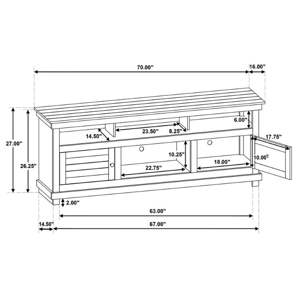 English Elm Castleton Farmhouse Media Console with Open Shelving and Concealed Storage for Large Rooms B062P451645