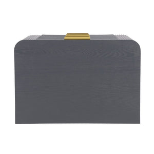 English Elm Mid-century Fluted 3 Drawer Nightstand with Gourd Legs and Gold Tone Handles for Bedroom Dark Gray N761P285712D