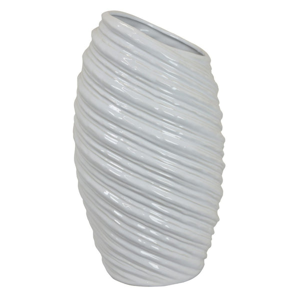 English Elm Avery Sculptural Ceramic Vase with Spiral Ribbed Texture for Modern Home Decor B056P416936