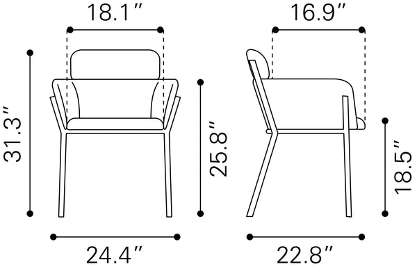 Bremor Dining Chair - Set of 2 Slate Gray 110171 Zuo Modern