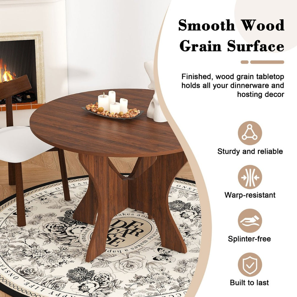 English Elm 43 Inch Foldable Mdf Dining Set with Pu Cushioned Solid Wood Chairs Space Saving Walnut W2700S00114