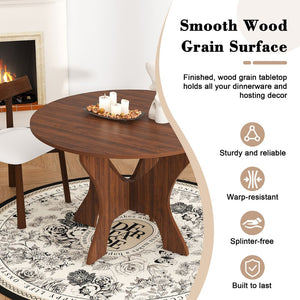 English Elm 43 Inch Foldable Mdf Dining Set with Pu Cushioned Solid Wood Chairs Space Saving Walnut W2700S00114