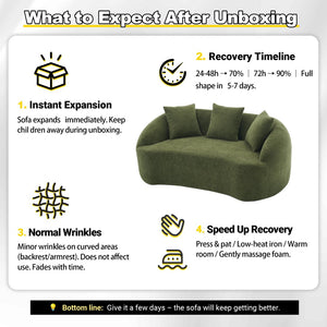 English Elm Ly-049s Curved Chenille Loveseat with Boneless Frame for Modern Living Spaces Green W2231P402441