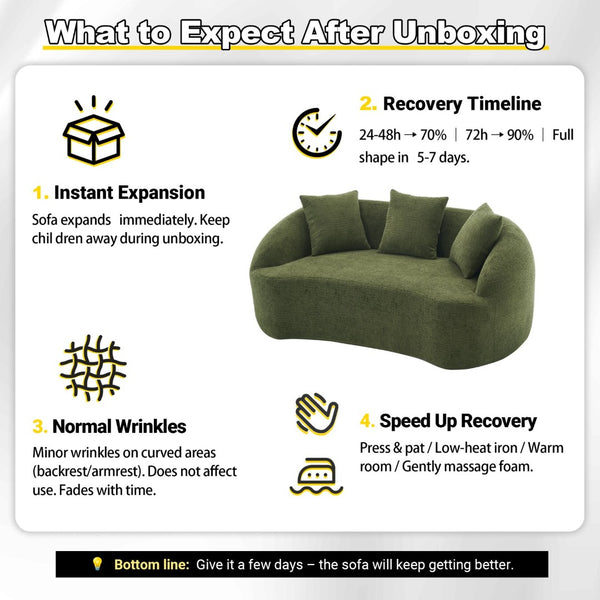 English Elm Ly-049s Curved Chenille Loveseat with Boneless Frame for Modern Living Spaces Green W2231P402441
