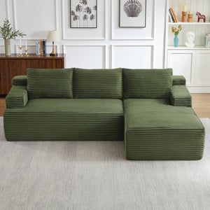 English Elm L-shaped Cloud Sectional Corduroy Modular Sofa Deep Seat Lounge for Living Room W2339P424640