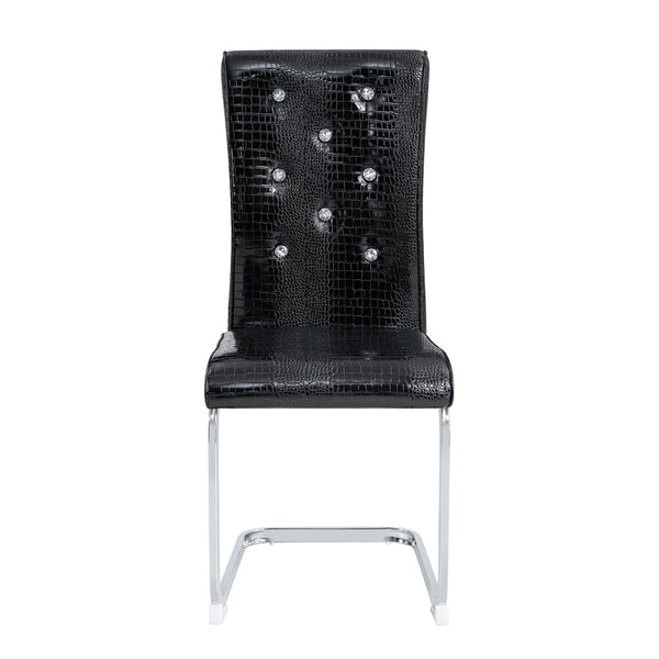 English Elm Luxury Pu Upholstered Dining Chair Set of 4 with Channel Stitching and Metal Legs Black W1512P491880