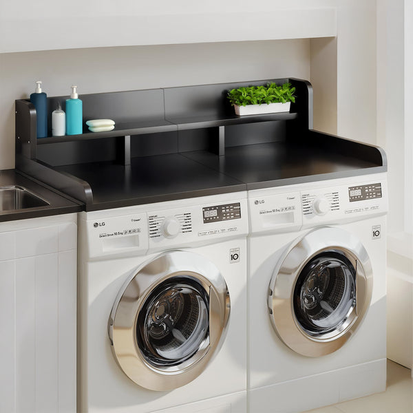 English Elm Washer Laundry Countertop 54" x 27.5" Double-Layer MDF Topper with Raised Edge & Non-Slip Pads Black W2641P309072