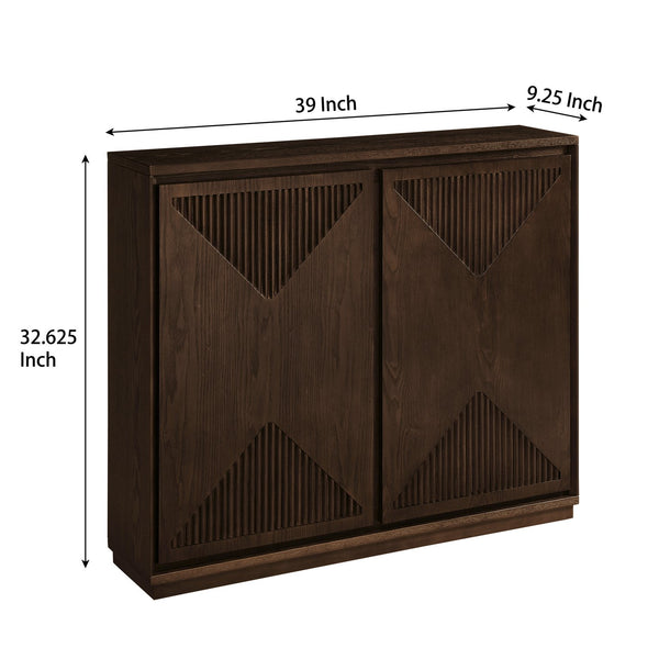 English Elm Mid Century Modern V-Shape Storage Cabinet - Stylish Buffet With Versatile Use For Home & Office Spaces W1801P362146
