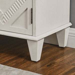 English Elm 33.6" Retro Wooden Sideboard with Fluted Diamond Panels, Mid-Century Console for Living Areas Antique White W1801P346237