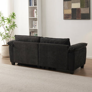 English Elm Living Room Chenille Loveseat with Pocket Coil Cushions and Washable Covers Seats Two Black W1097S00238