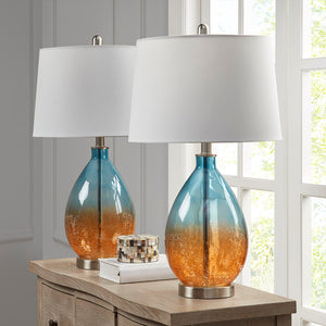 510 Design Cortina Casual Ombre Glass Table Lamp, Set of 2 5DS153-0031 Blue